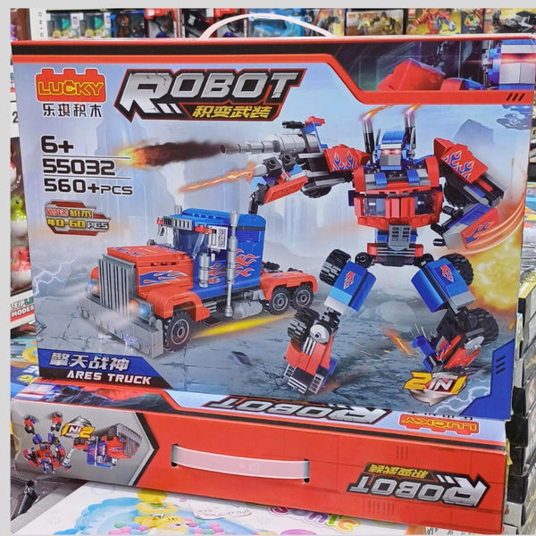 robot building toy set, featuring two transforming robot building kits with a total of 560 pieces, offering a comprehensive and engaging construction experience