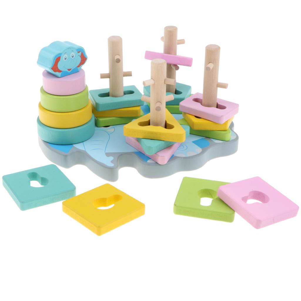 مجموعة ألعاب تعليمية خشبية على شكل فيل